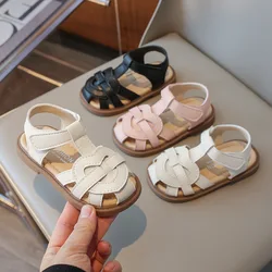 Hollow-out Children's Sandals Fashion Korean Style Kids Princess Soft Bottom Beach Flats Shoes Summer Baby Girl Sandals