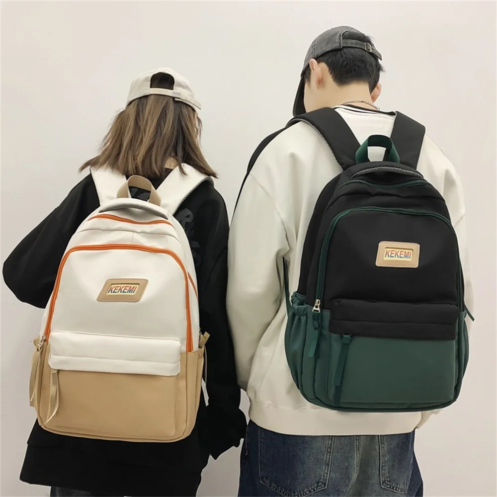 New Nylon Simplicity Large Capacity Unisex Backpack Junior High School College Student Fashion Couple Schoolbag For Men Women