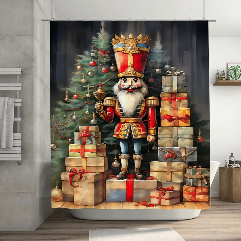 

Очаровательный Щелкунчик Tuniu, Рождественская занавеска для душа в ванной комнате, праздничный праздничный декор, винтажный стиль, милый подарок для дома, отеля