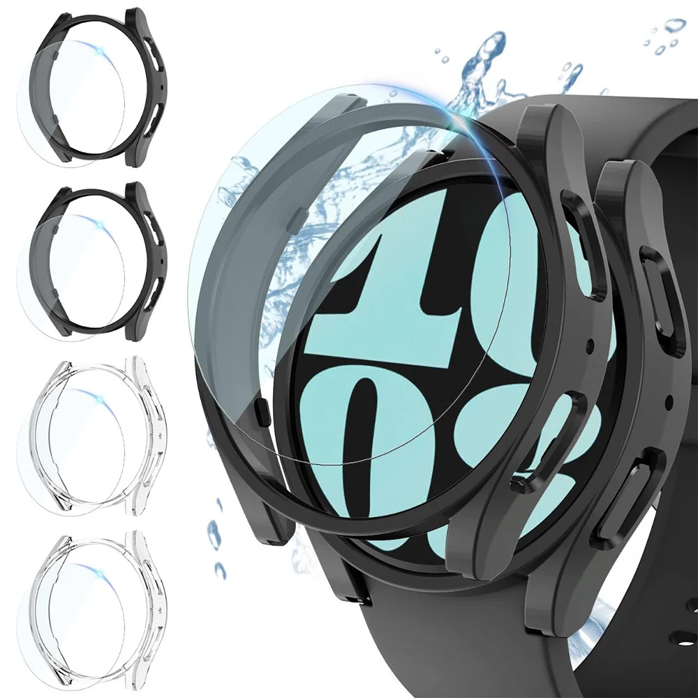 Gehärtetes Glas + Abdeckung für Samsung Galaxy Watch 6/5/4 44 mm 40 mm Gehäuse Vollständiger PC-Stoßfänger-Displayschutz Galaxy Watch 7/FE-Zubehör