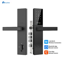 SmarDeer Electronic Lock for Tuya smart Fingerprint Lock with 5-in-1 Keyless entry WiFi Lock with Remote unlocking