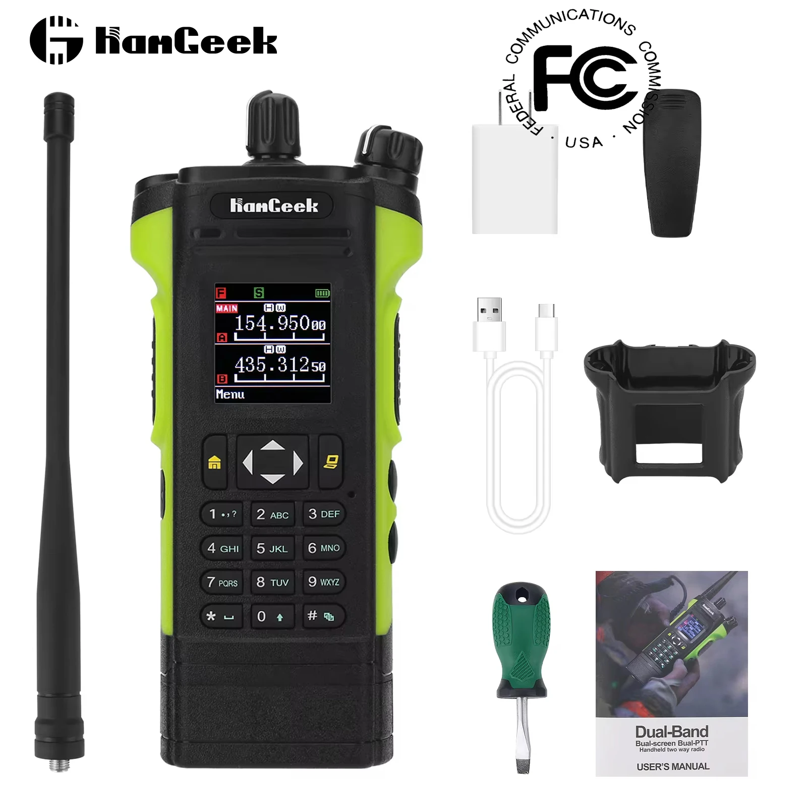 HAMGEEK APX-8000 12W Dual Band Walkie Talkie Radio VHF UHF Handheld Transceiver with Dual PTT Duplex Working Mode