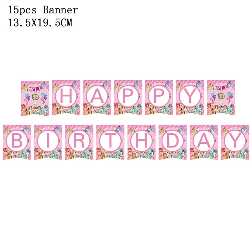 Cartoon Familie Cocomelon Happy Birthday Party Deko-Set Tischdecke Teller Becher Geschenk Ballon Kuchen-Set Kinder-Party-Zubehör – Detail 9