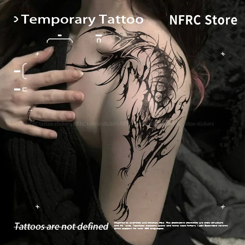 Vintage Fantasy Evil Dragon Herbal Juice Tattoo Sticker Temporary Tattoos Fake Tatuaje Tatoo Hotwife Novelty in Toys Cheap Goods