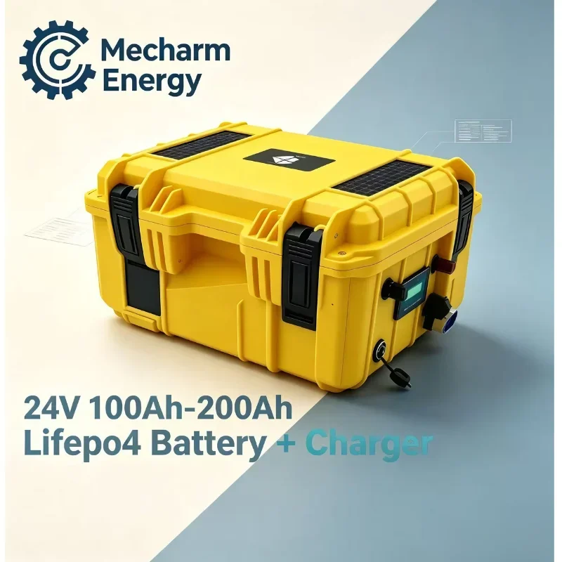 24V 100Ah-300Ah LiFePO4 Battery Pack with BMS. Deep Cycle Rechargeable Battery for RV, Marine Boat, Trolling Motor, Solar and Of