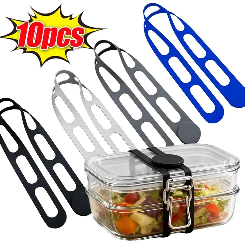 Correas elásticas universales para tapas, correas reutilizables para fijar tapas de loncheras, soporte para tapas de ollas, correa de sujeción, herramientas de almacenamiento para utensilios de cocina.