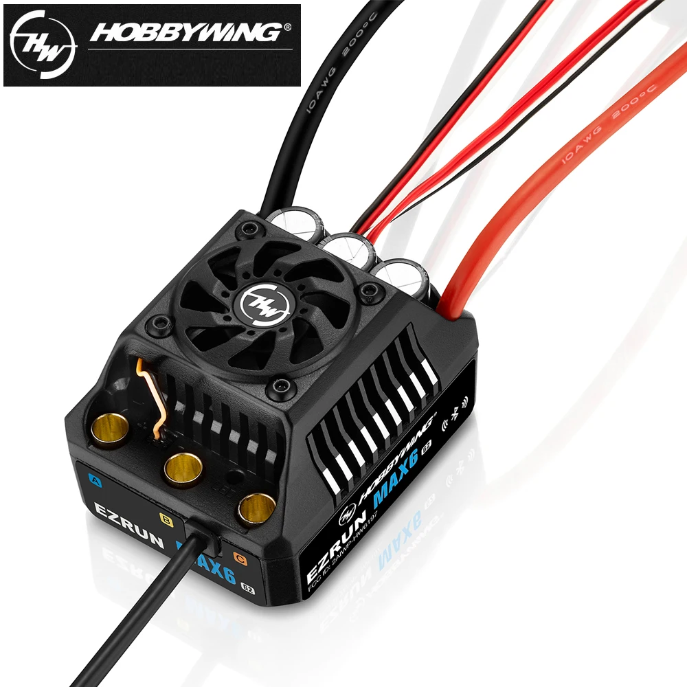 Hobbywing EzRun Max6 G2 200A 3-8S ESC 6V/7.4V/8.4V@8A BEC, 4990SD 1650KV/5690SD 1250KV 4-Pole Motor For 1/5 1/6 1/7 On-road ARRM