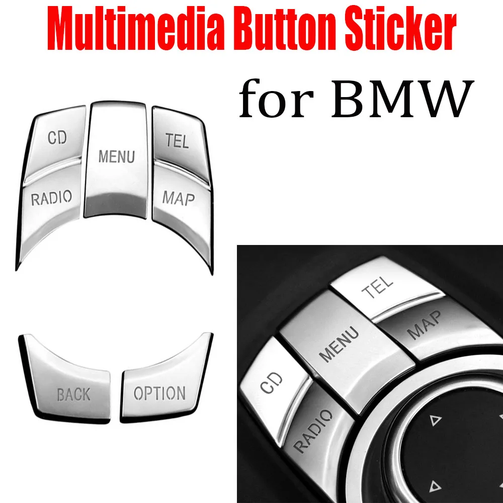 

For BMW 3 5 7 Series X1 X5 X6 E90 E60 Multimedia Button Modification Knob Interior Button Stickers For BMW