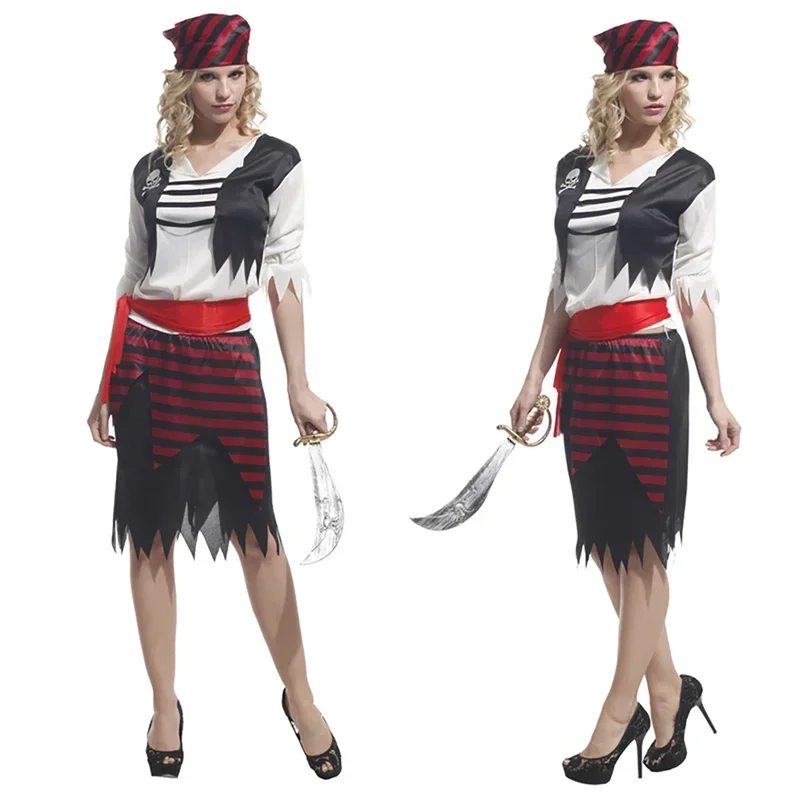 Costume d'Halloween Sexy du Capitaine Jack Rotterdam pour Femme Adulte, Déguisement de Pirates des Caraïbes, 7.5