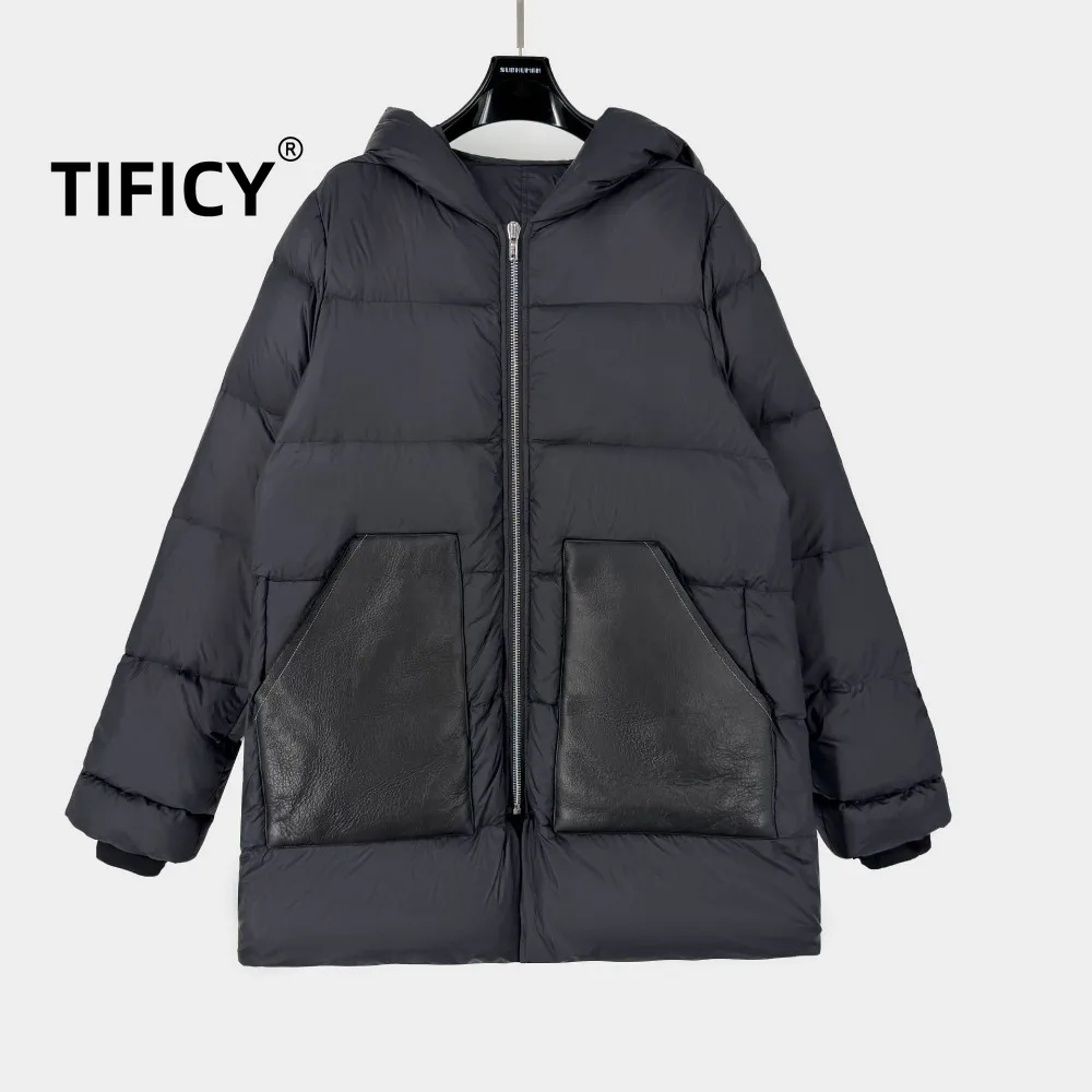 High Street Dark RO Style Down Vest Winter Men's Casual Down Jacket with Black Splicing and Large Pockets Cold Insulation