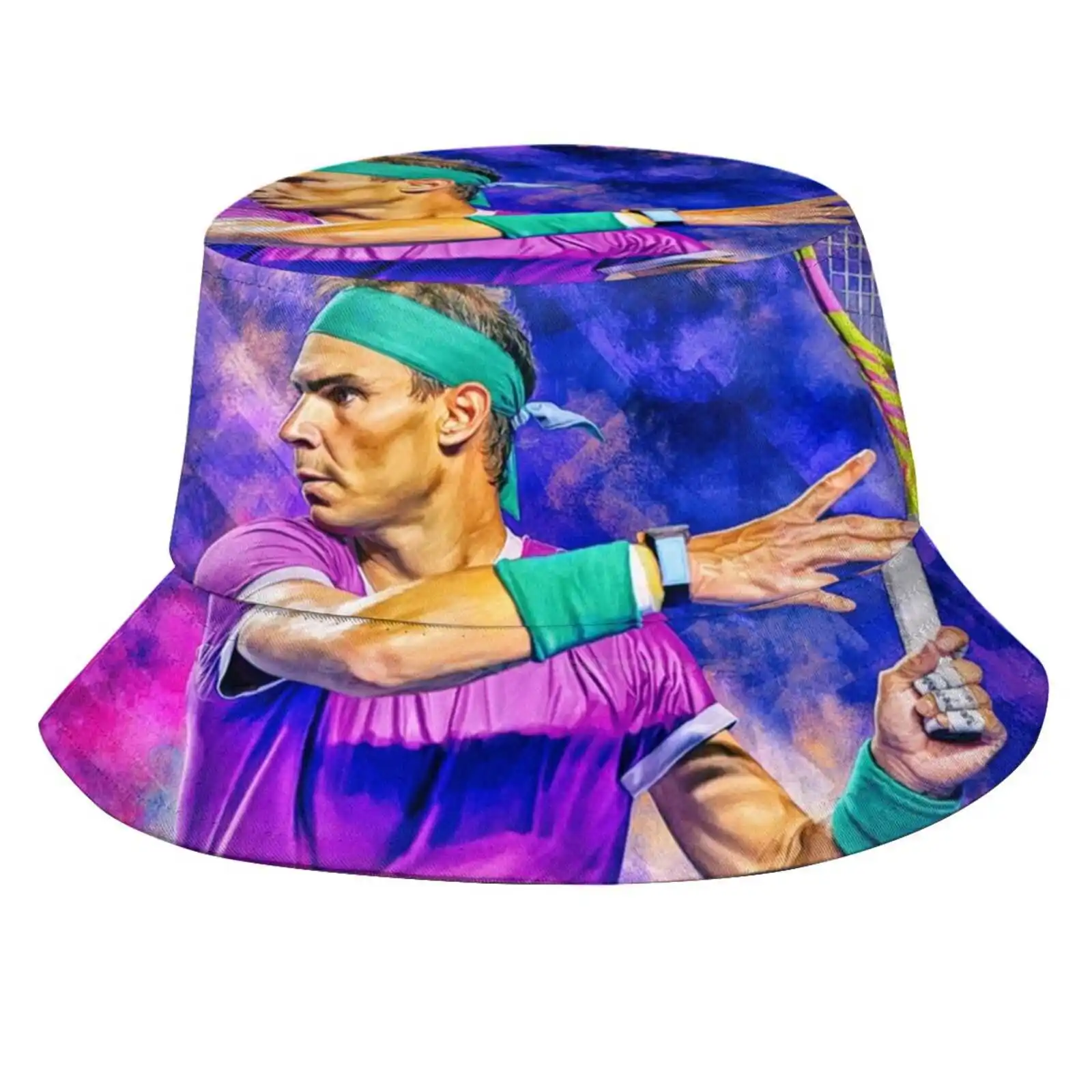 Rafael Nadal Plays Forehand. Acapulco 2022. Digital Artwork Print Wall Poster. Tenns An Ar Gift. Vamos Rafa. Sun Cap Fisherman