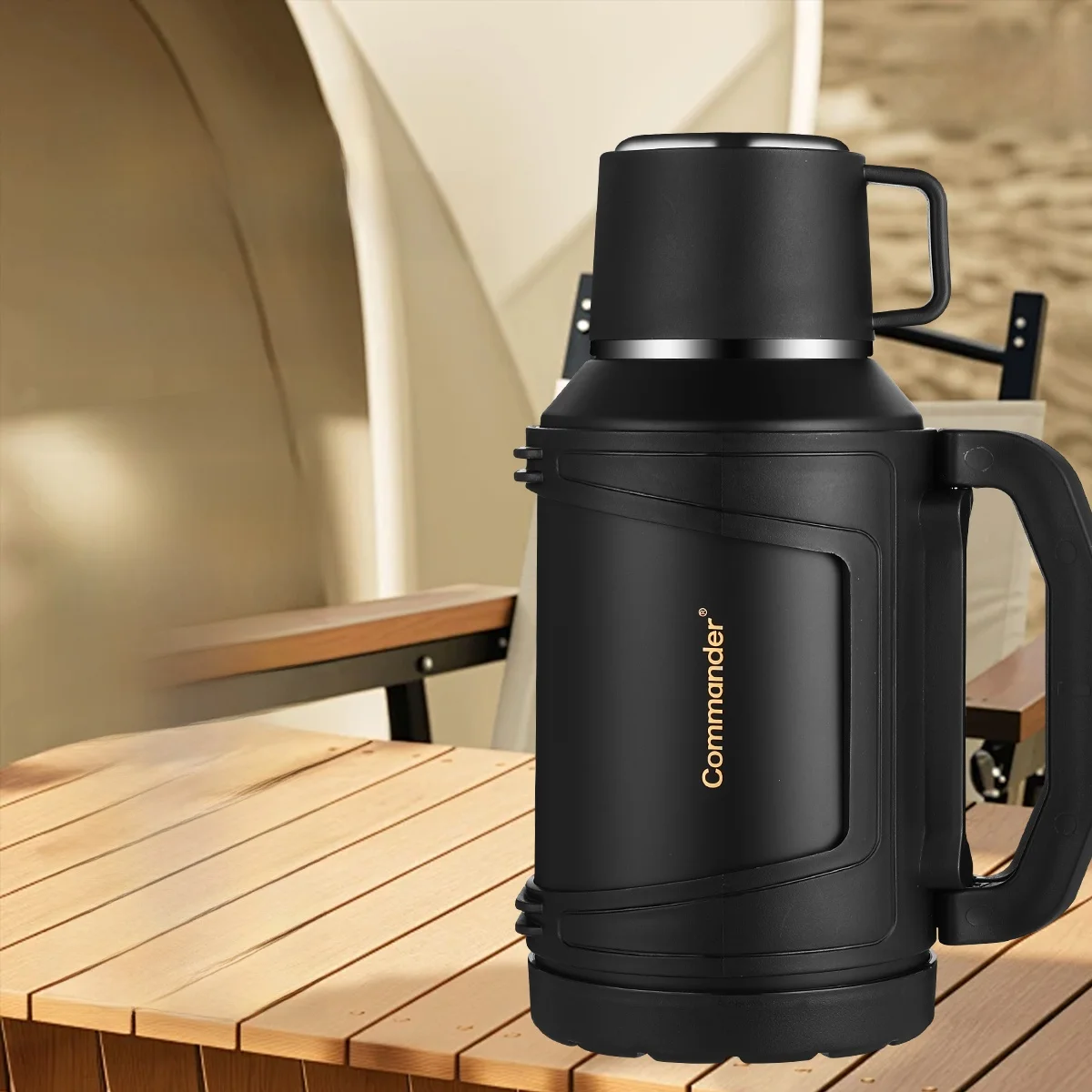 

Термос Commander 304 из нержавеющей стали с вакуумной изоляцией, для путешествий, автомобиля, учебы, общежития, с ручкой, для улицы