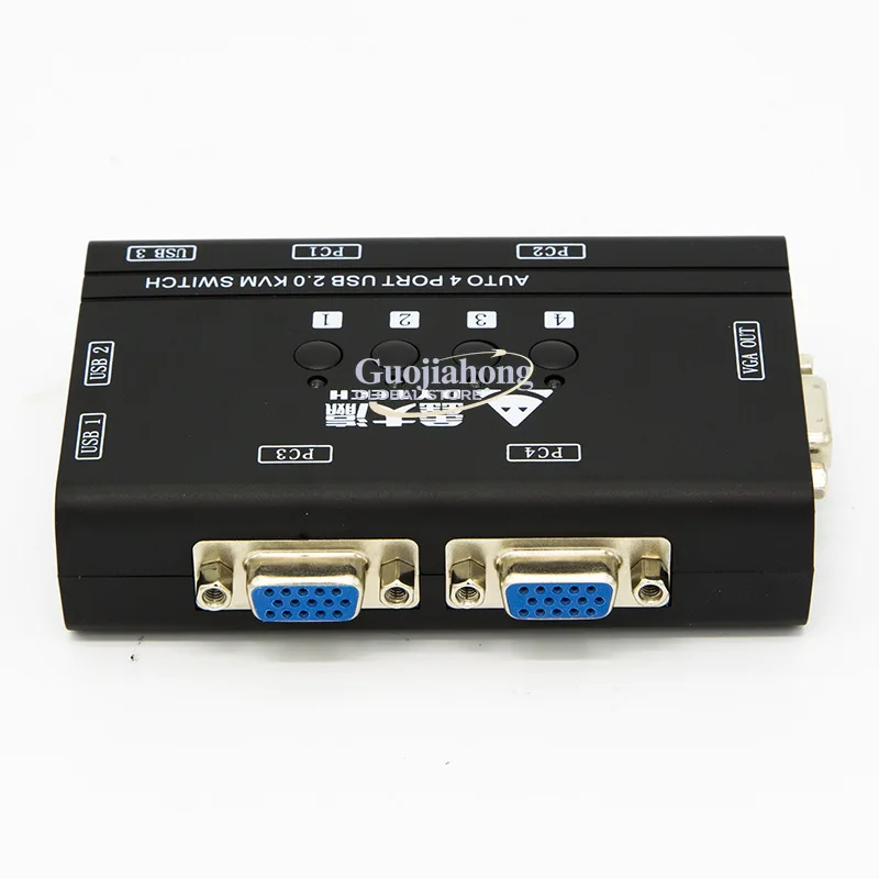 

KVM switcher 4 in 1 out 4 ports manual automatic KVM sharer multi-computer keyboard mouse converter with cable