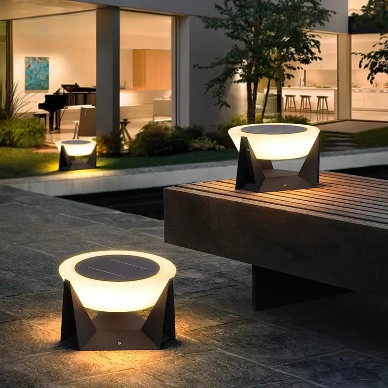 

2025 Solar Post Light Outdoor Column Pillar Light 3000K IP65 Garden Landscape Lighting For Patio Fence Cap Deck Flat Surface Fix