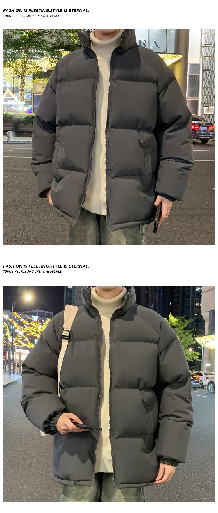 Men's Parkas Warm Basic Style Casual Jackets Thicken Winter Coat Puffer Jacket Solid Color Outwear Men's Clothing