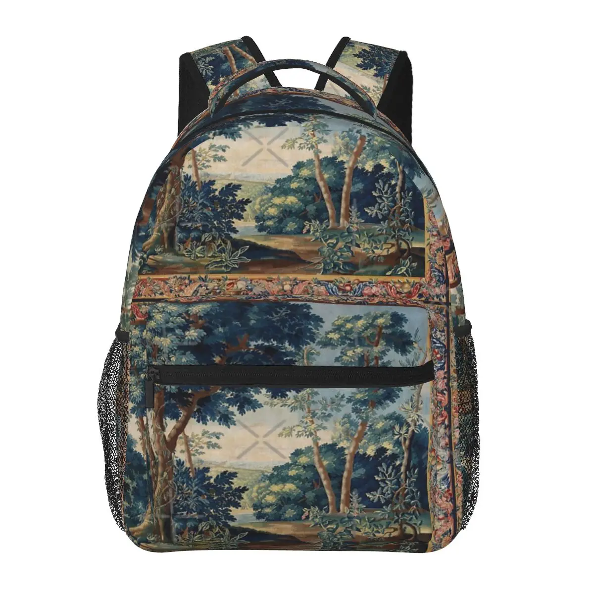 GREENERY TREES IN WOODLAND LANDSCAPE Antique Flemish Tapestry One Casual backpack