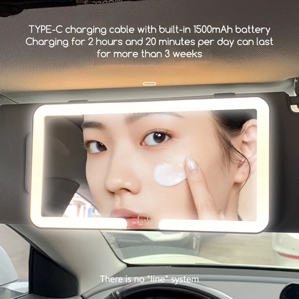 مرآة مكياج لواقي الشمس للسيارة تعمل باللمس، مرآة مكياج مضاءة قابلة للتعتيم، هدية مثالية لمالك السيارات