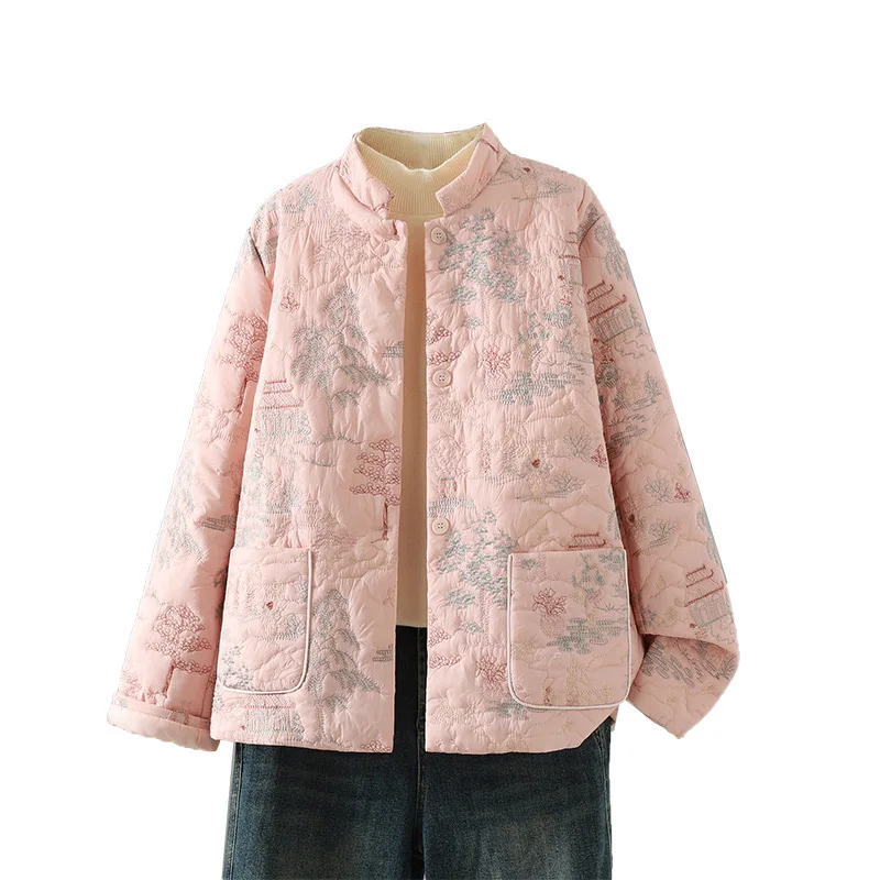 

Новый китайский легкий хлопковый тюнет с вышивкой, осенний Новое поступление, брендовый свободный крой на пуговицах, длинный све, обычная длина