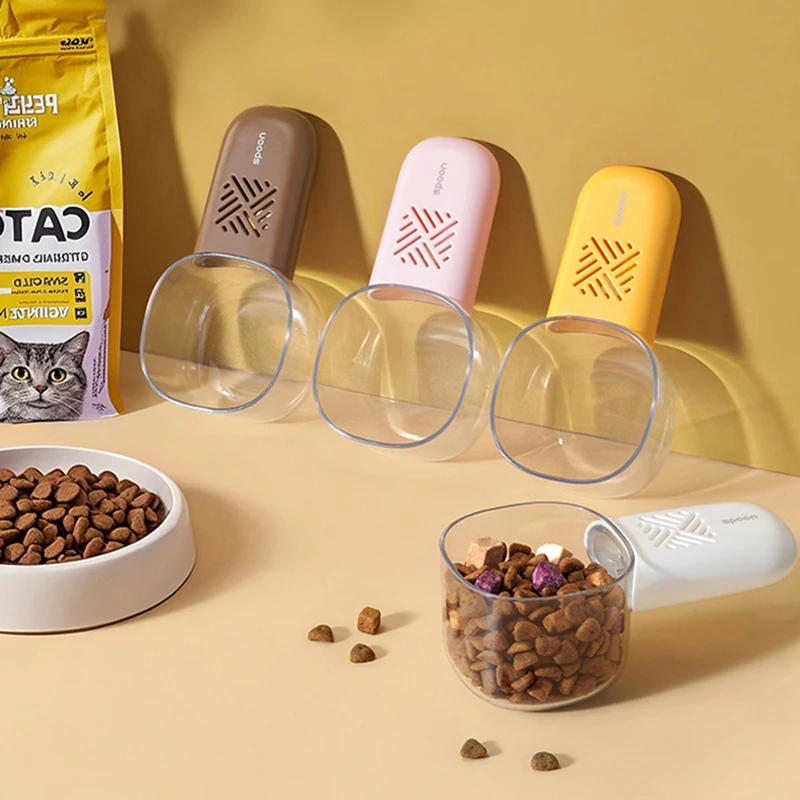 

Multifunctional Pet Feeding Spoon Portable Removable Damp Proof Drier Design Kitchen Measuring Scoop Cup Comederos Para Perros