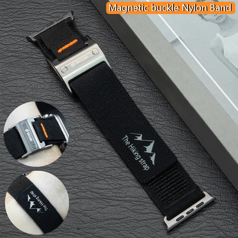 حزام نايلون مغناطيسي لساعة أبل الترا باند 49 ملم 44 ملم 45 ملم 42 ملم 46 ملم كوريا سوار رياضي iWatch Series 10 9 8 7 6 5 4 3 SE