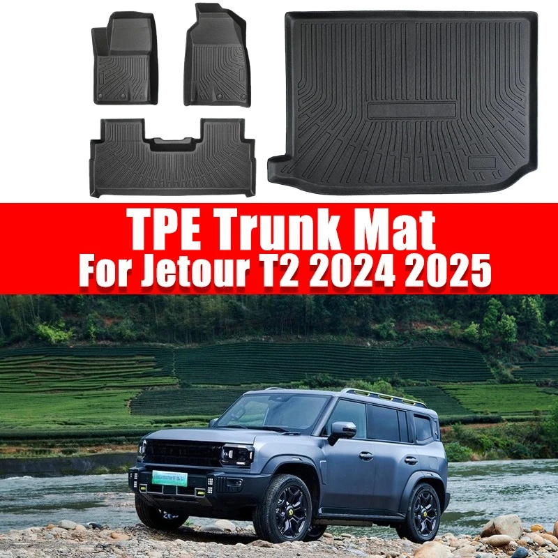 

Коврик в багажник TPE для Jetour T2 2024 2025, всепогодные водонепроницаемые и нескользящие напольные коврики для всех сезонов, аксессуары для салона автомобиля
