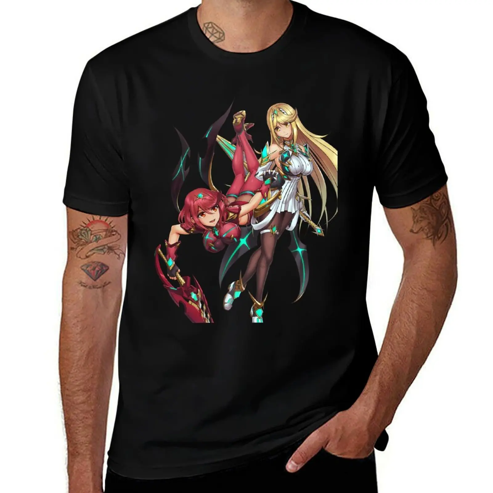 

Pyra and Mythra T-Shirt summer shirt plus size clothes anime shirt football t shirt Men's t shirts