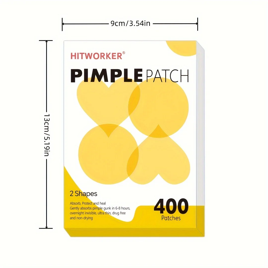 400-Piece Hydrocolloid Circular Heart-Shaped Pimple Patches, Ultra-Thin and Discreet, Effectively Absorb Pimples.