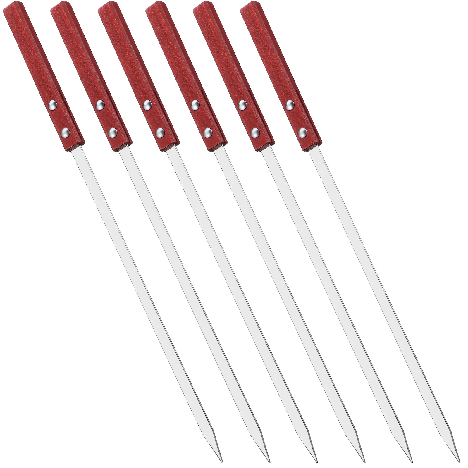 6Pcs Stainless Steel Flat Grill Skewers Metal Barbecue Roasting Sticks for Meat Vegetable Grilling Barbecue Skewers
