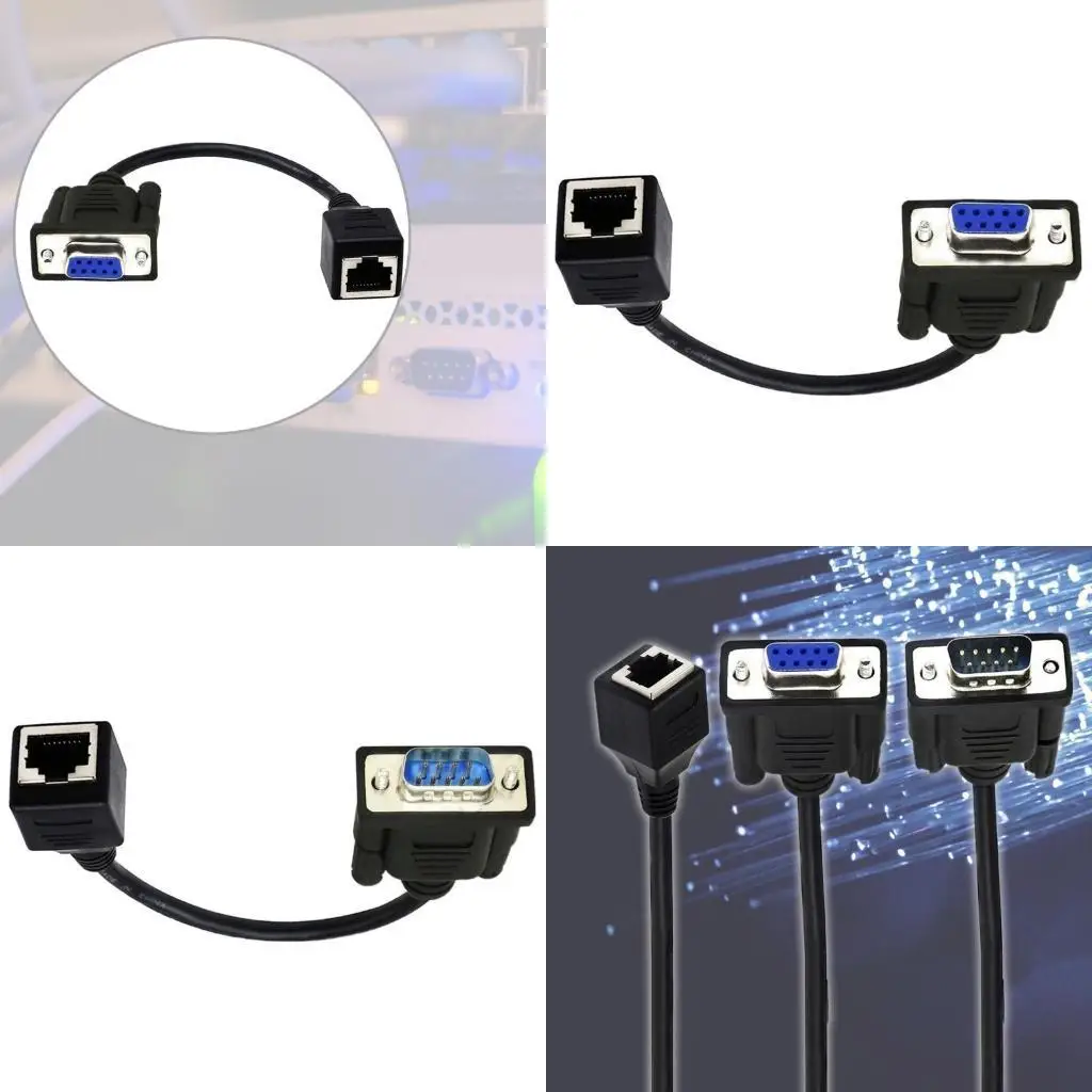

31BA DB9 RS232 Male Female to RJ45 Female Port Ethernets CAT5 Couplers Extenders