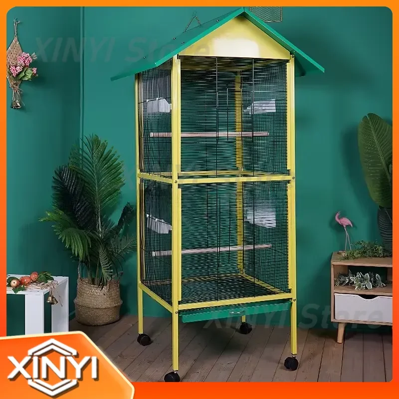 for Guangdong Aier for parrot cage large movable bird cage tiger skin pattern luxury aviary cage for macaw cockatiel budgie