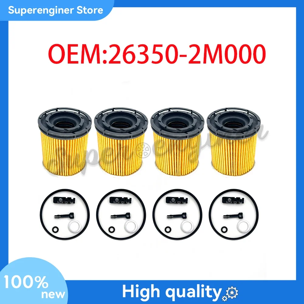 4Pcs Engine Oil Filter  26350-2M000 for Hyundai Elantra Tucson Kia Sorento Rio 1.6L 263502M000