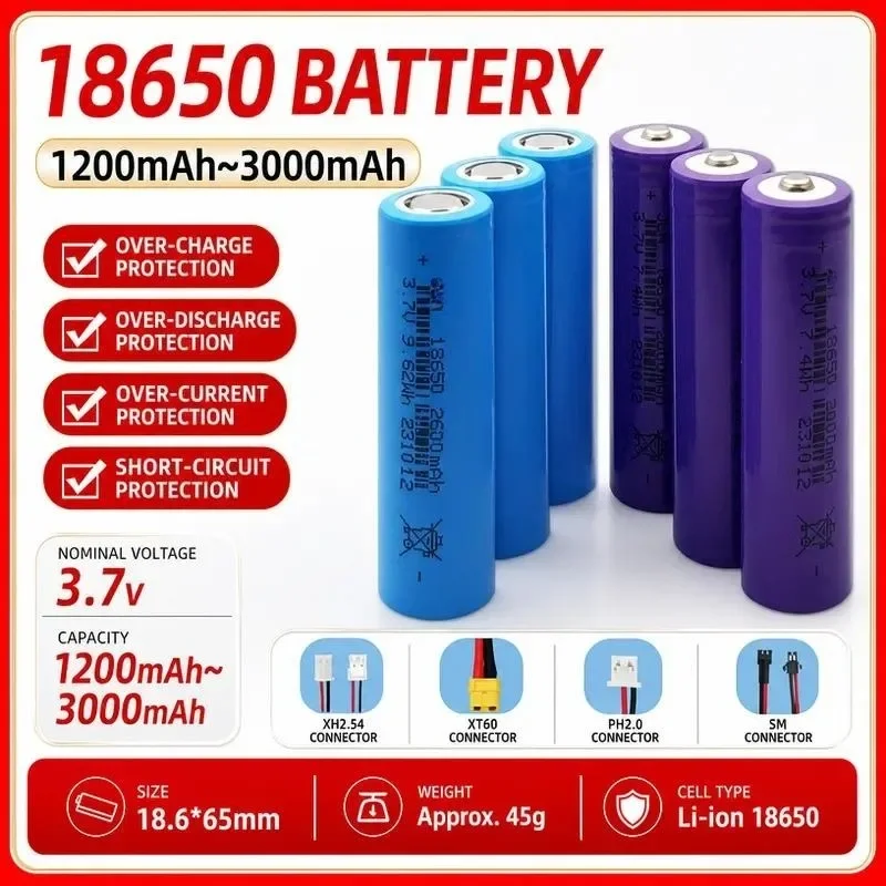 [NEW]  3pcs for Product A 18650 Pointed Flat Head Lithium Battery 3.7V for Flashlight Electric Mosquito Swatter Fan Electric Toy