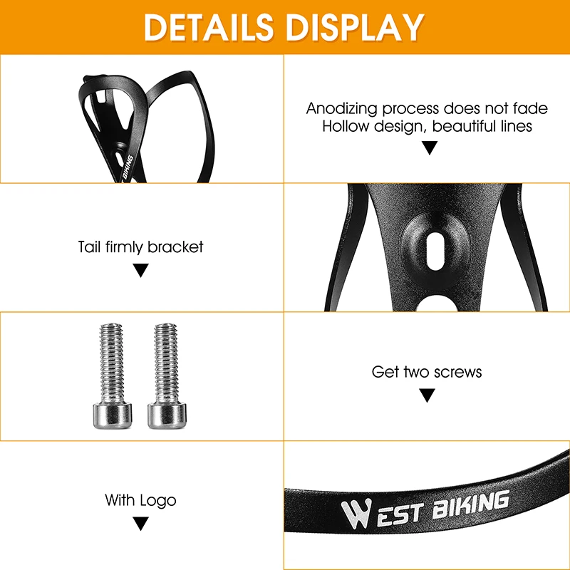 غرب ركوب الدراجات-سبائك الألومنيوم زجاجة مياه دراجة قفص ، غلاية ، المشروبات غطاء حامل ، صب متكامل ، رف جبل ، خفيفة الوزن ، الدراجة