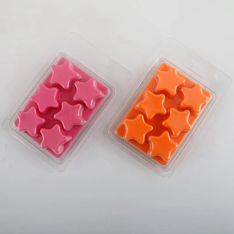 Wax Melt Containers-6 Cavity Clear Empty Plastic Wax Melt Molds-50 Packs Pentacle Shape Clamshells For Tarts Wax Melts Durable