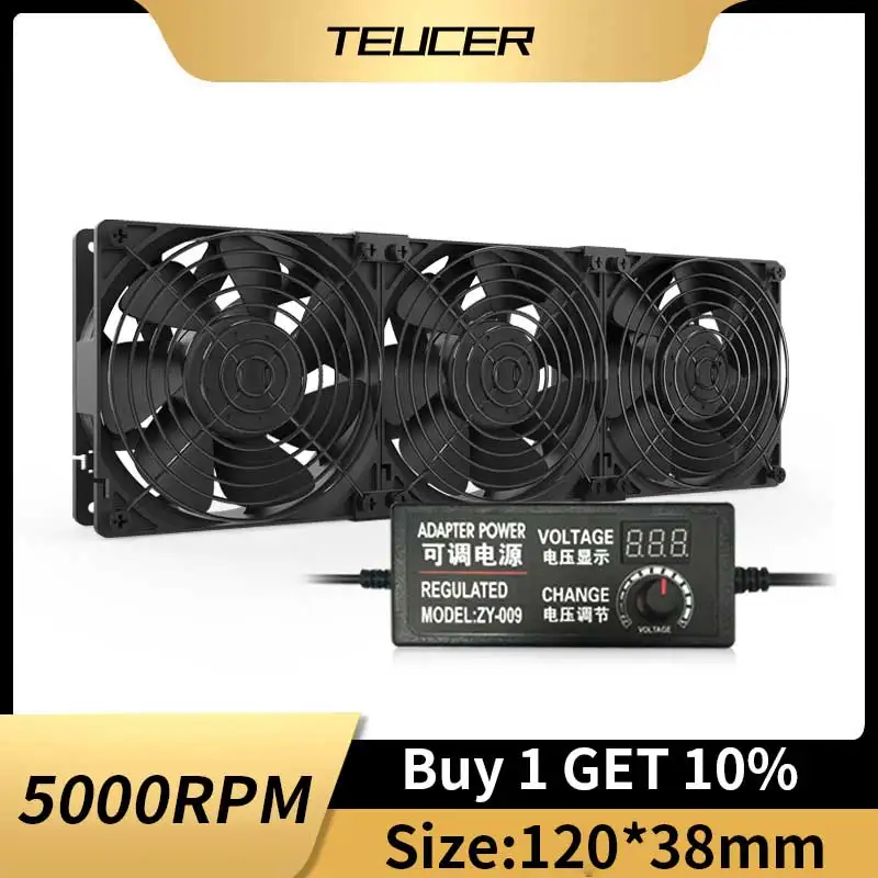 12038ความเร็วสูงสองคูลลิ่งพัดลมระบบสำหรับ BTC Mining ตู้ Server 120มม.พัดลมระบายอากาศชุด5000RPM พัดลมระบายความ...