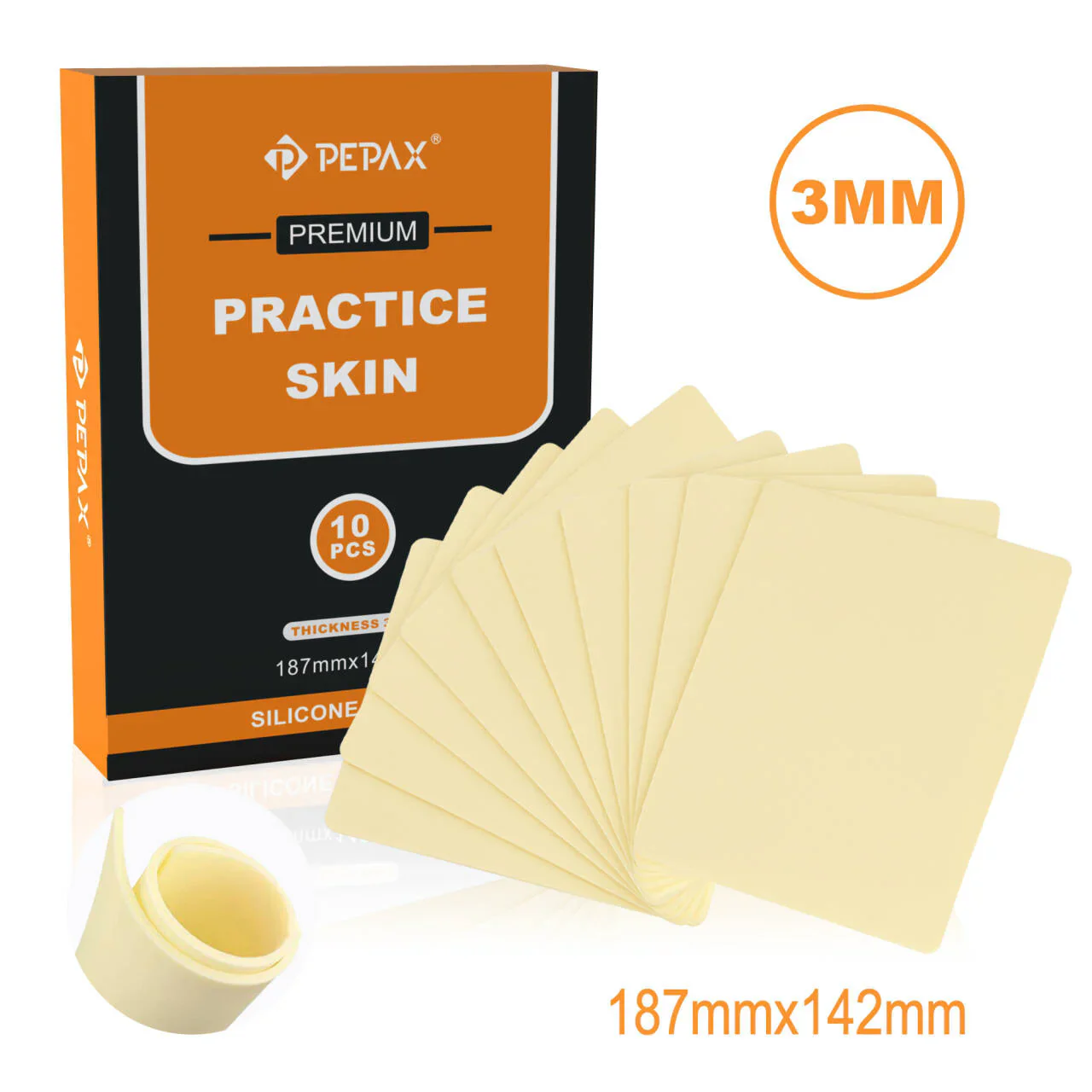 10pcs PEPAX 3MM Tattoo Practice Skin Silicone Tattoo Fake Skin Double-Sided Synthetic Tattoo Training Skin Tattoo Accessories