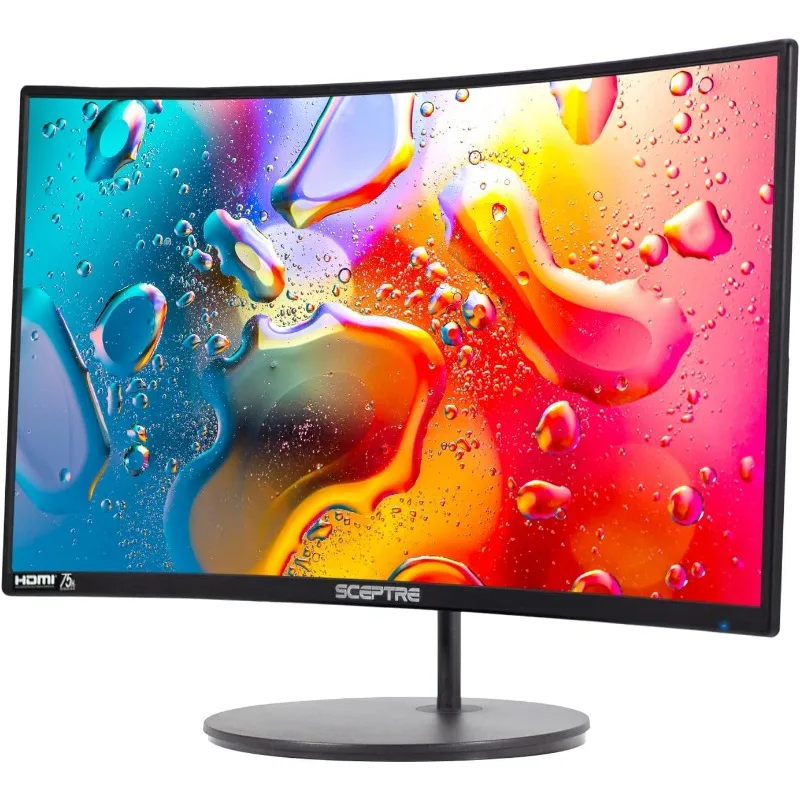 Monitor game 24 inci melengkung, mesin gulung dinding VESA 1080p R1500 98% sRGB HDMI x2 VGA warna hitam