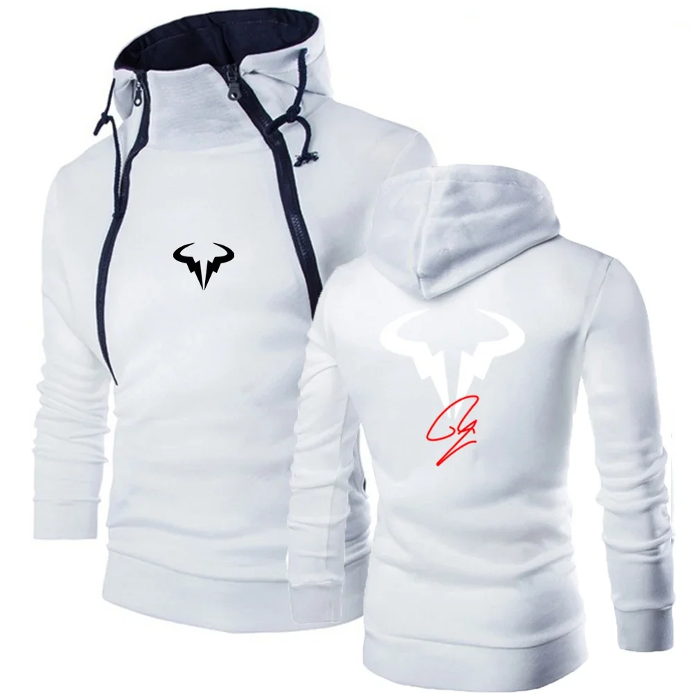 Rafael Nadal Tennis Player 2023 Men's Long Sleeve Sweatshirts Zipper Hooded Pullover High Neck Male Top Jacket Coat Sweater