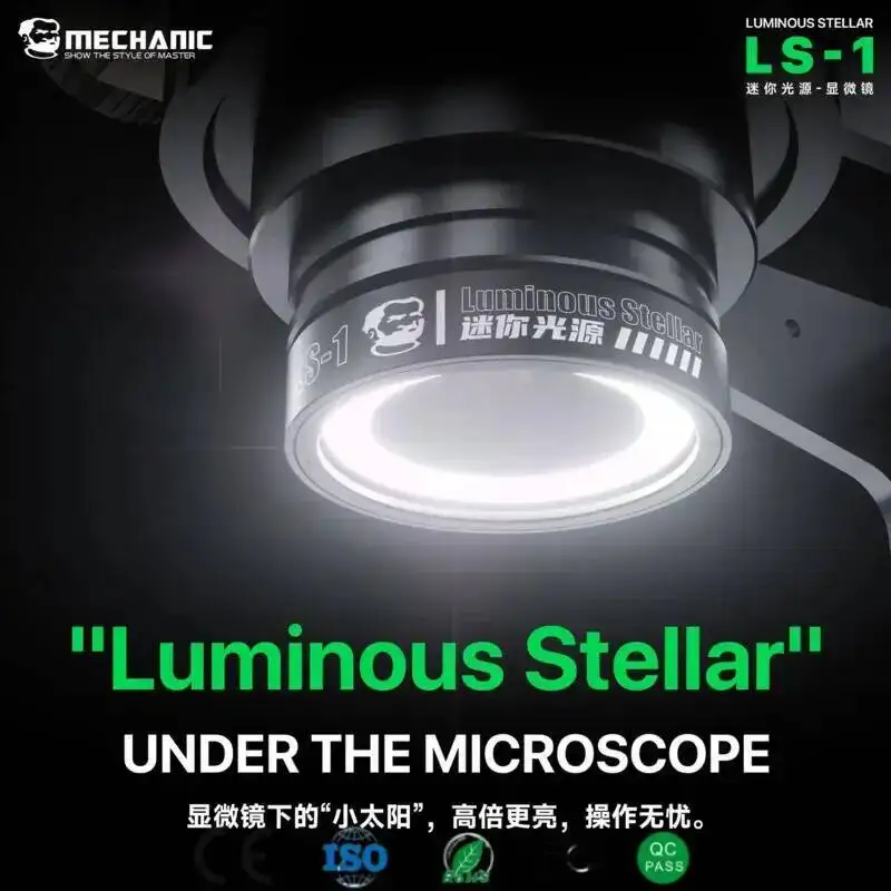 

MECHANIC LS1 Mini Light Source for Microscope 610LM 7500K Stepless Dimming Aluminum Alloy for Stereo Trinocular Soldering Rework