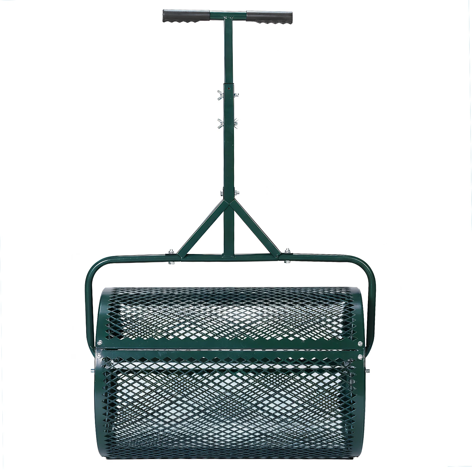 

23.6 Inch Heavy-Duty Peat Moss Spreader Height Adjustable Handle Mesh Lawn Roller with Side Latches for Spreading Manure Topsoil