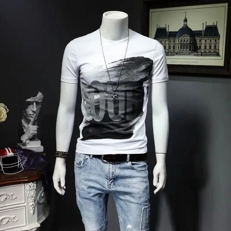 Fashion O-Neck Letter Short Sleeve Printed T-Shirt Men's Clothing 2023 Summer New Oversized Casual Pullovers All-match Tee Shir