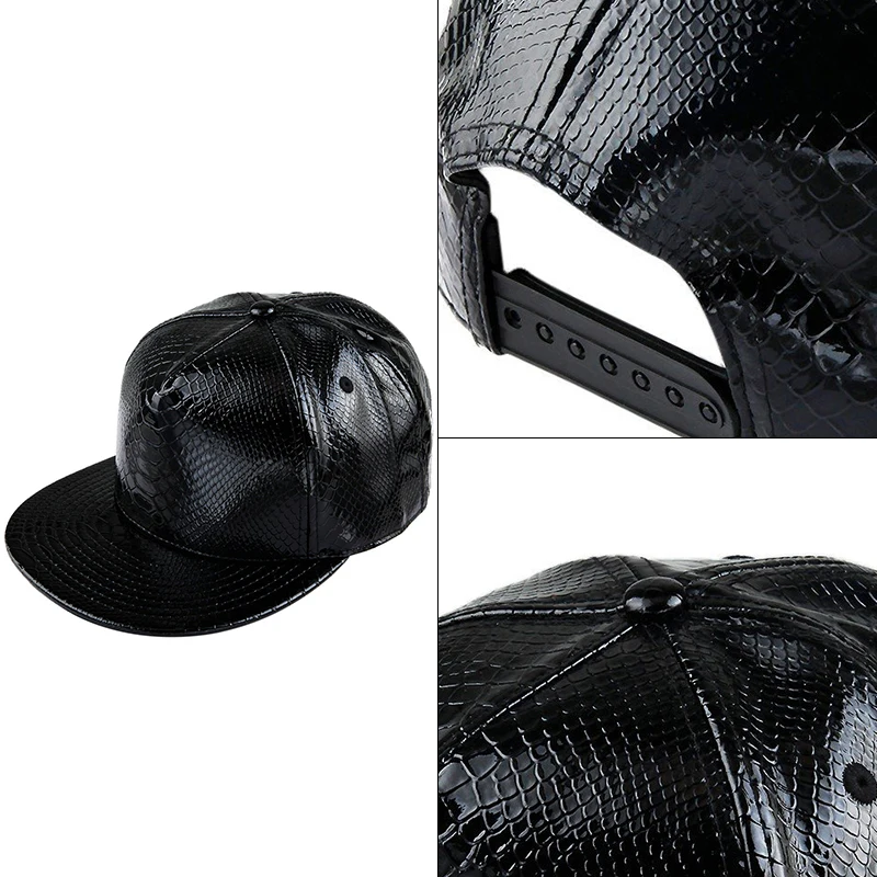 Golden Crocodile Skin Pattern Hip Hop Hat Light Board Leather Unisex Style Fashion -1PCS