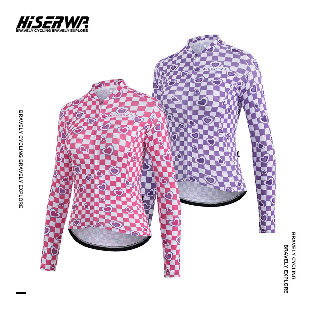 

HISERWA Women Cycling Jersey Long Sleeves Breathable Quick Dry Bicycle Jersey Outdoor Sport Mountain Road Bike Cycling Clothing