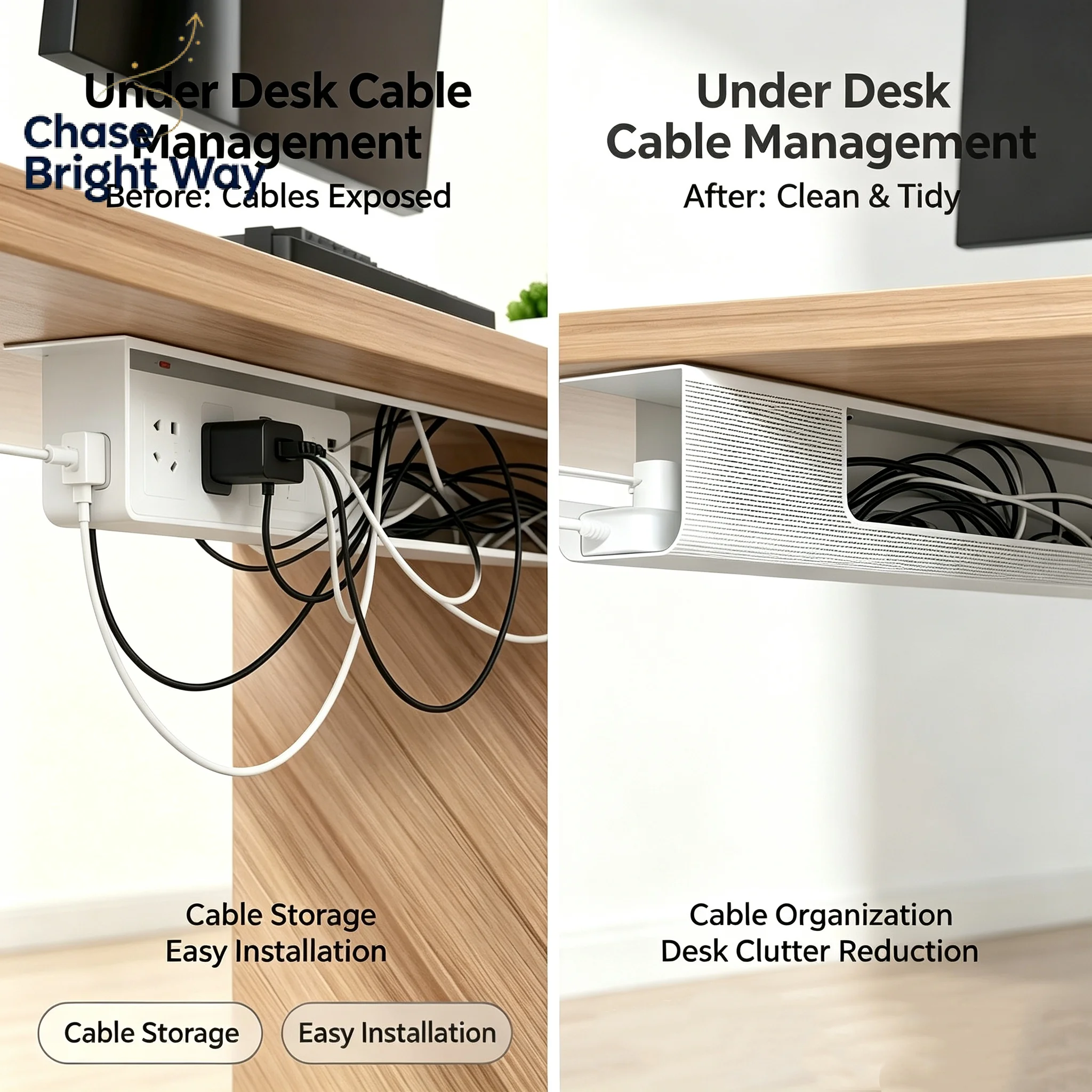 Desk Cable Organizer - Organiseur de câbles sans perçage de