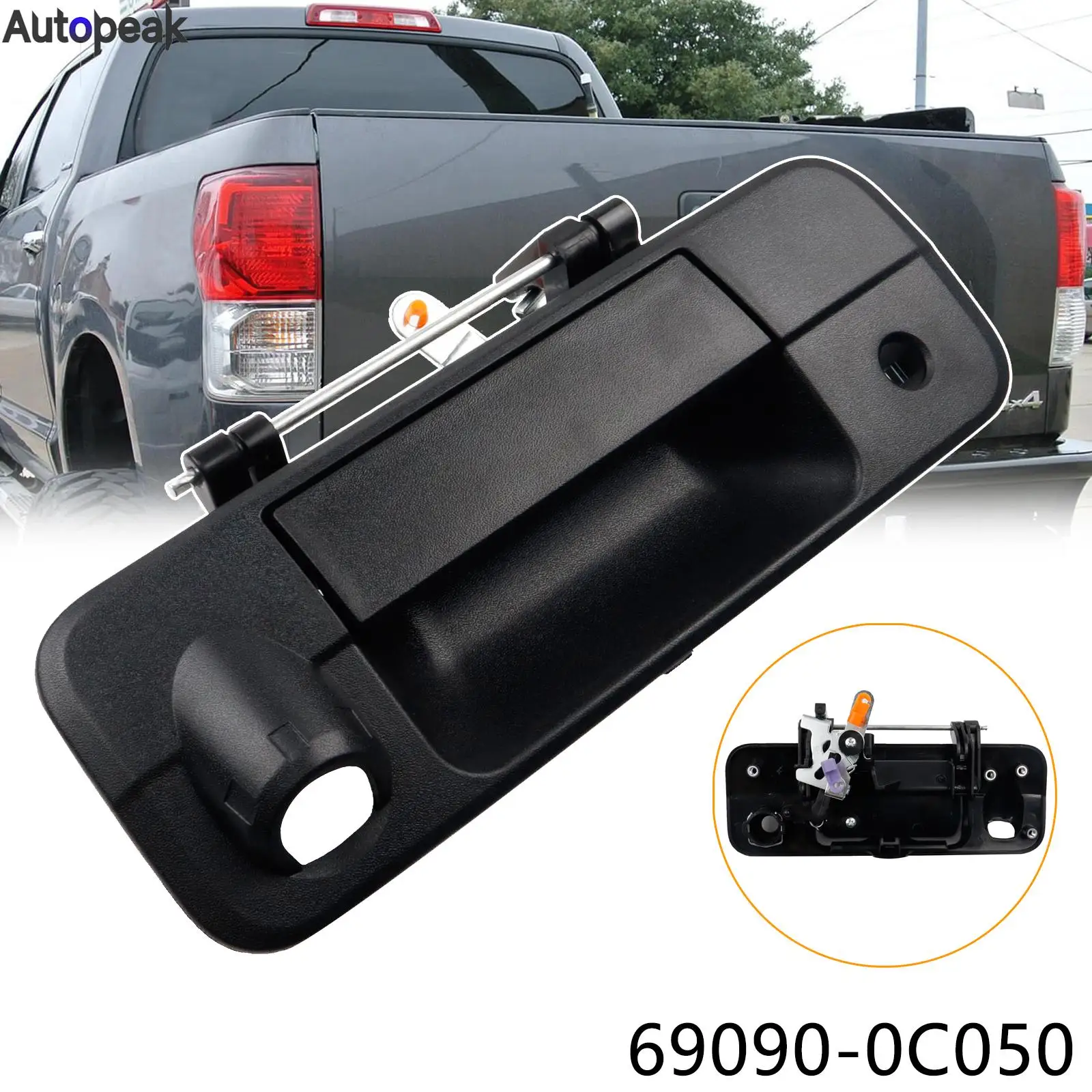 

Rear Tailgate Handle Back Door Handle for Toyota Tundra 2007 2008 2009 2010 2011 2012 2013 Texture Black 69090-0C050 690900C050