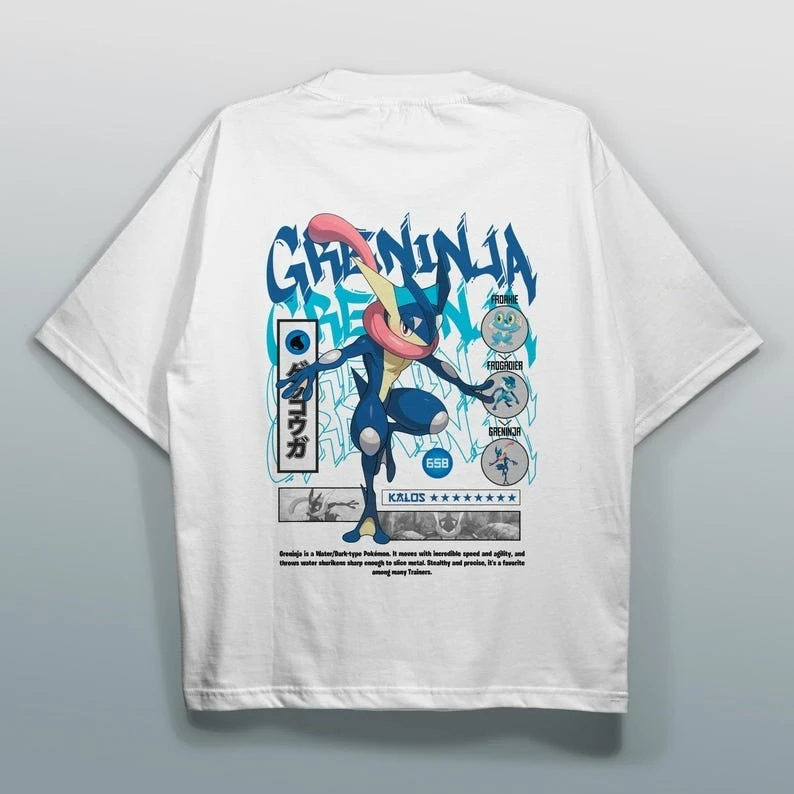 انمي ياباني بوكيمون غرينينيا تي شيرت Y2k تيز موضة الوالدين والطفل تي شيرت القطن طباعة قصيرة الأكمام تي شيرت Harajuku Y2K تي شيرت