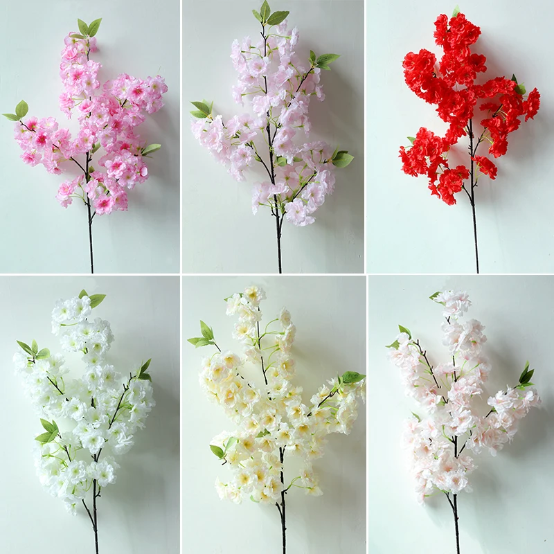 Silk Artificial Cherry Flower, Pink and White Cherry Tree, Home Decoration, Wedding Accessories, 100pcs