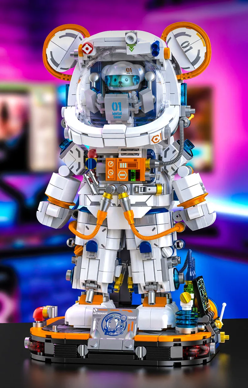 Idea Mechanischer Bär Astronaut Baustein-Modellsets Figuren Konstruktions-Bausteine Spielzeug-Kollektion Mit Licht Als Geschenke – Detail 7