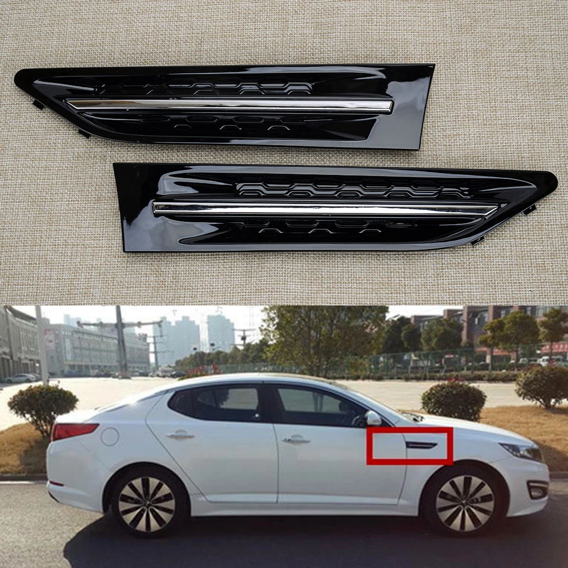 1 Pair Car Front Left Right Side Fender Grille Molding Vent Garnish Trim 877722T000 Fit for Kia Optima 2011-2014 2015 877712T000