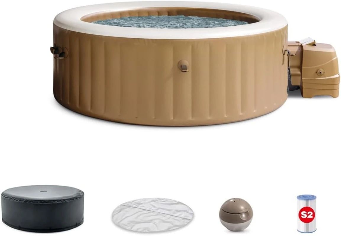 

28425EH PureSpa Bubble Massage Spa Set Outdoor Portable Hot Tub, Includes Energy Efficient Spa Cover, Saltwater